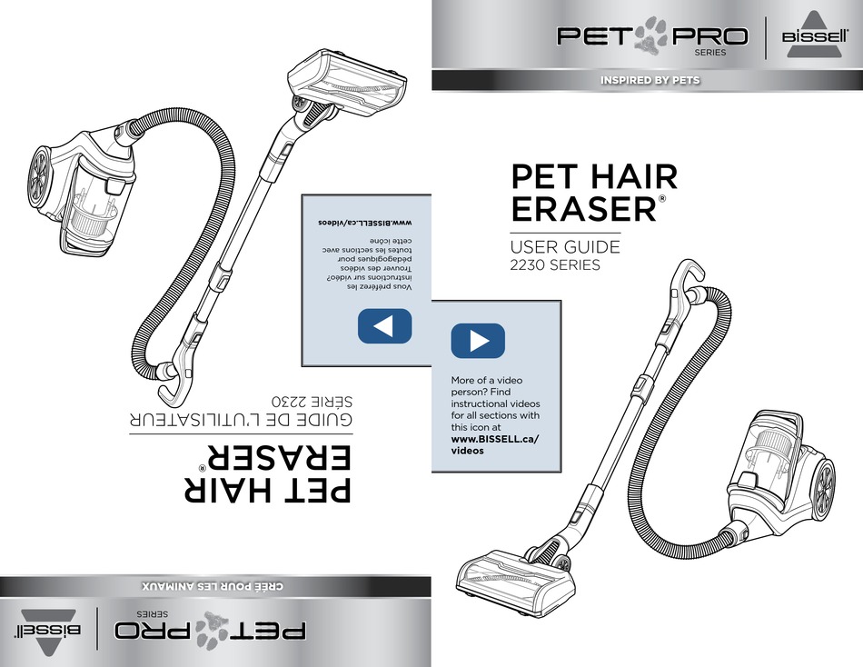 BISSELL PET HAIR ERASER PET PRO 2230 SERIES USER MANUAL Pdf Download