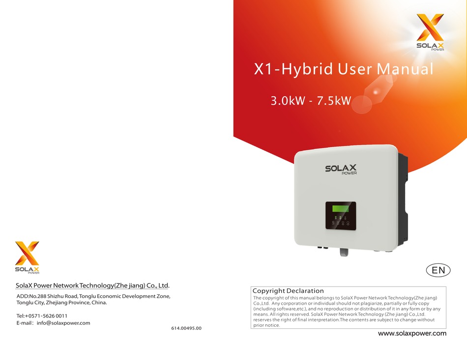 Solax Power X1 Hybrid G4 Series User Manual Pdf Download Manualslib