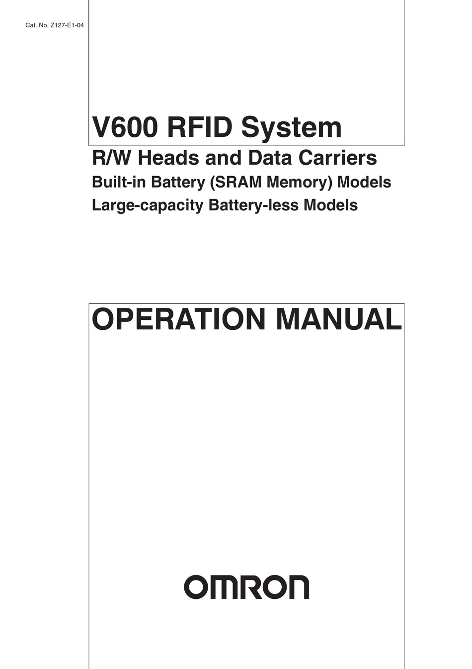 Omron 8K-byte SRAM V600-D8KR04. 