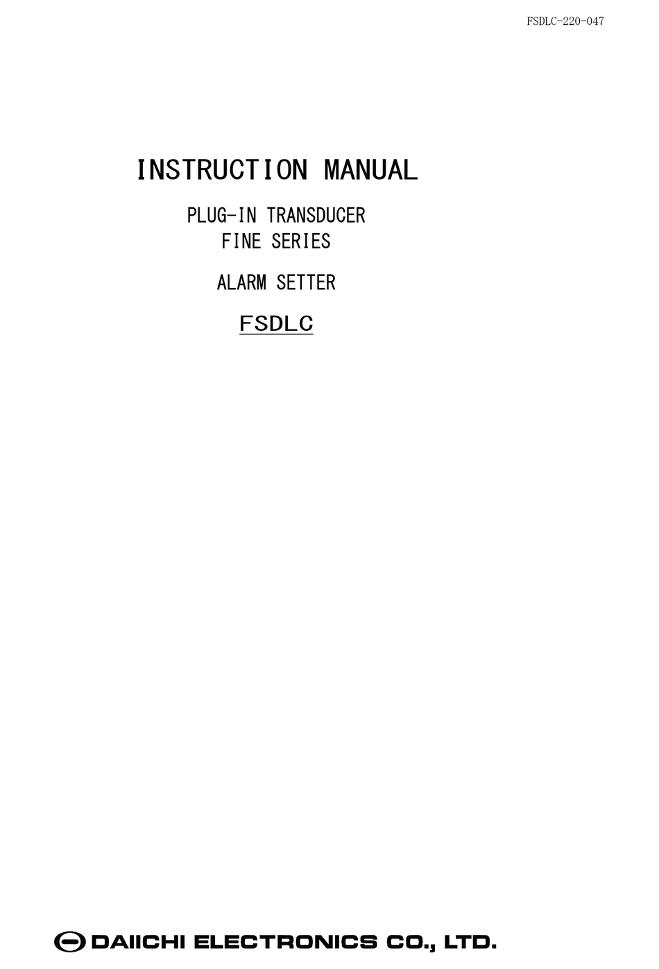 DAIICHI ELECTRONICS FINE SERIES INSTRUCTION MANUAL Pdf Download ...