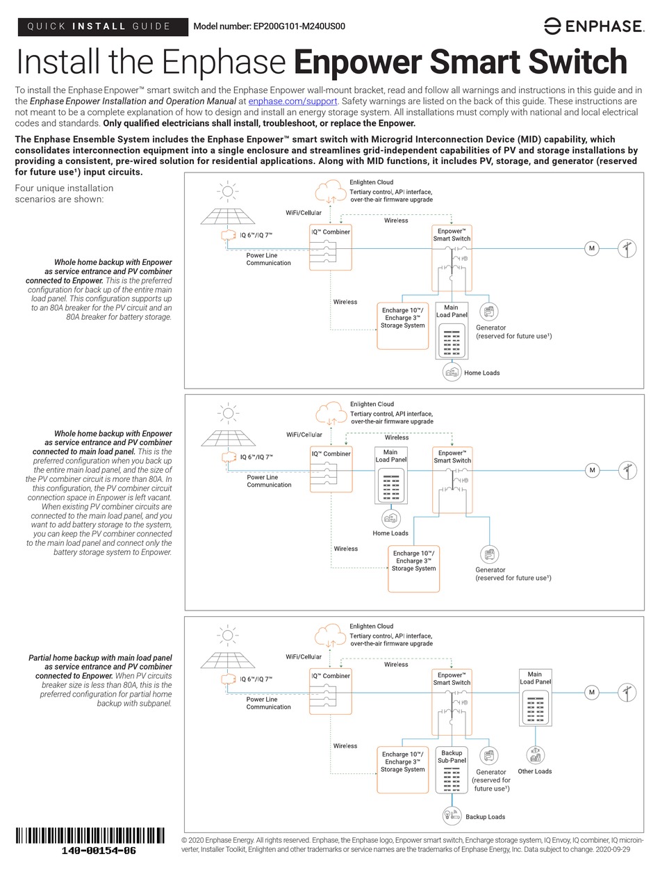 ENPHASE ENPOWER EP200G101M240US00 QUICK INSTALL MANUAL Pdf Download