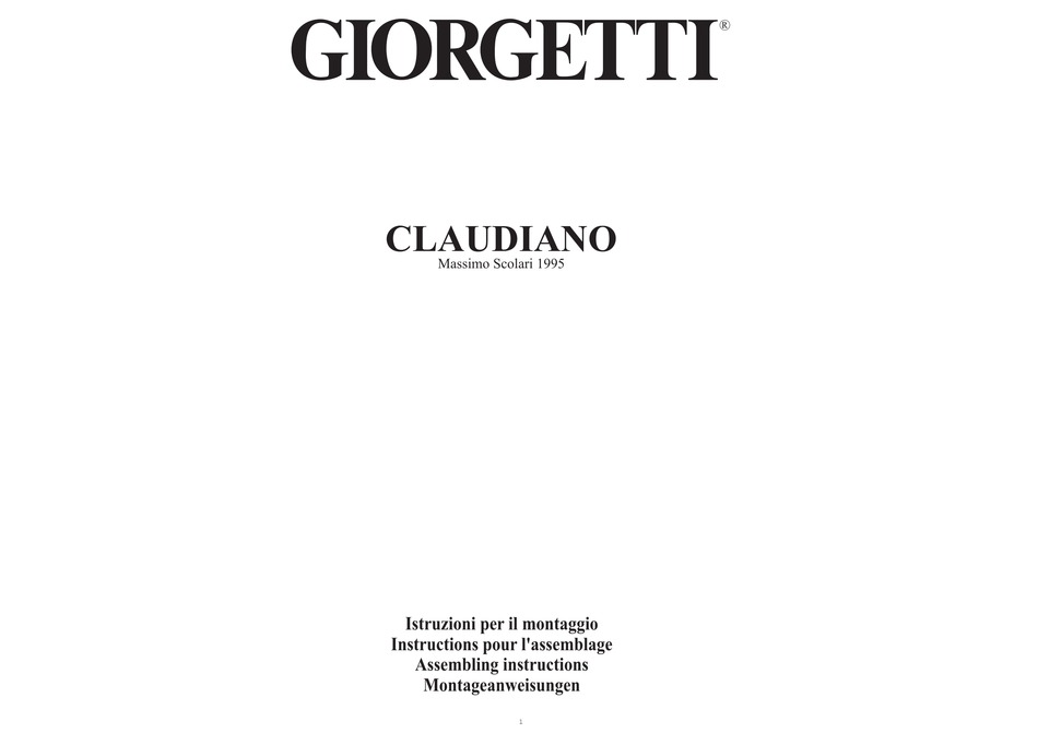 GIORGETTI CLAUDIANO ASSEMBLING INSTRUCTIONS Pdf Download | ManualsLib