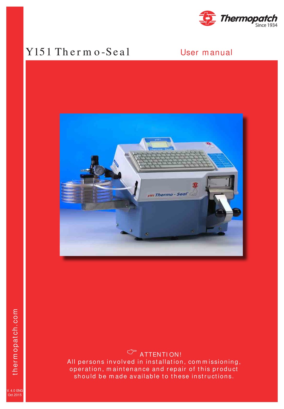 THERMOPATCH THERMOSEAL Y151 USER MANUAL Pdf Download ManualsLib