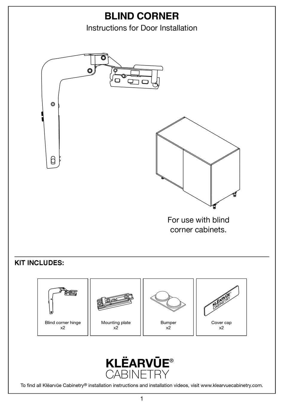 KLËARVUE BLIND CORNER INSTALLATION INSTRUCTIONS Pdf Download