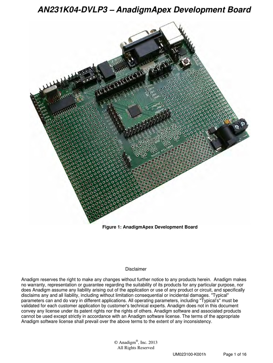 ANADIGM ANADIGMAPEX USER MANUAL Pdf Download | ManualsLib