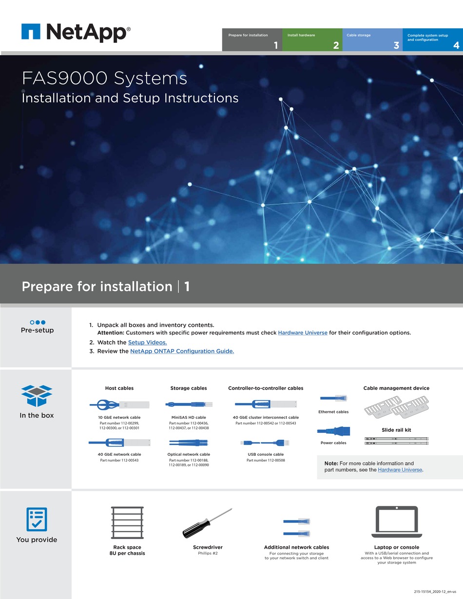 NETAPP FAS9000 INSTALLATION AND SETUP INSTRUCTIONS Pdf Download ManuaLib