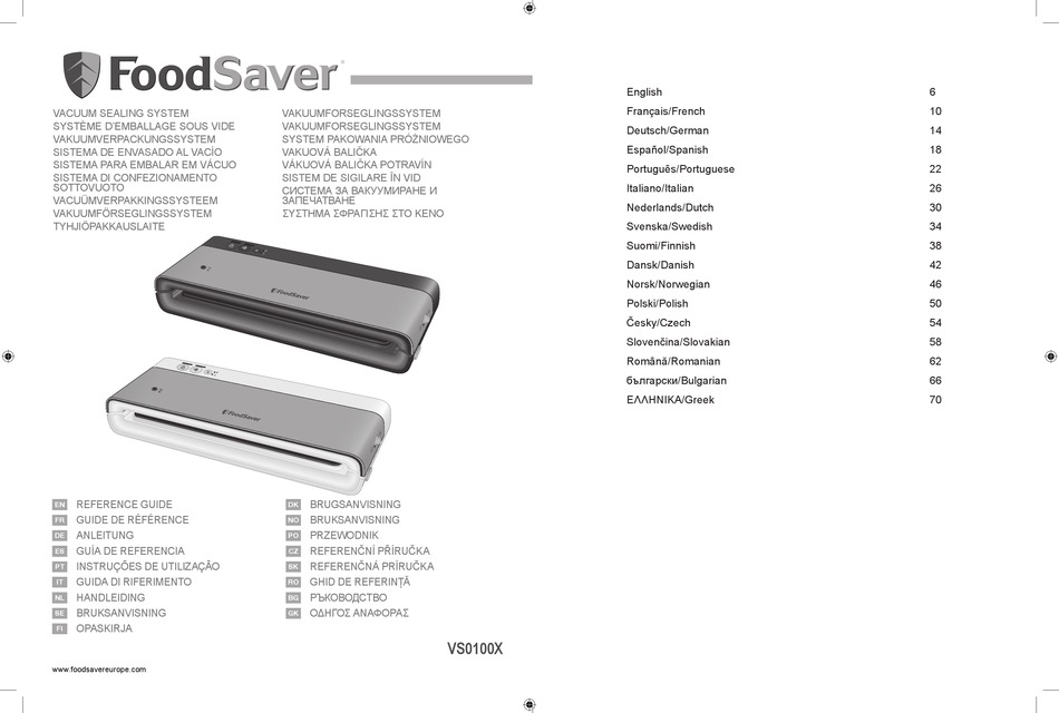FOODSAVER VS0100X REFERENCE MANUAL Pdf Download | ManualsLib