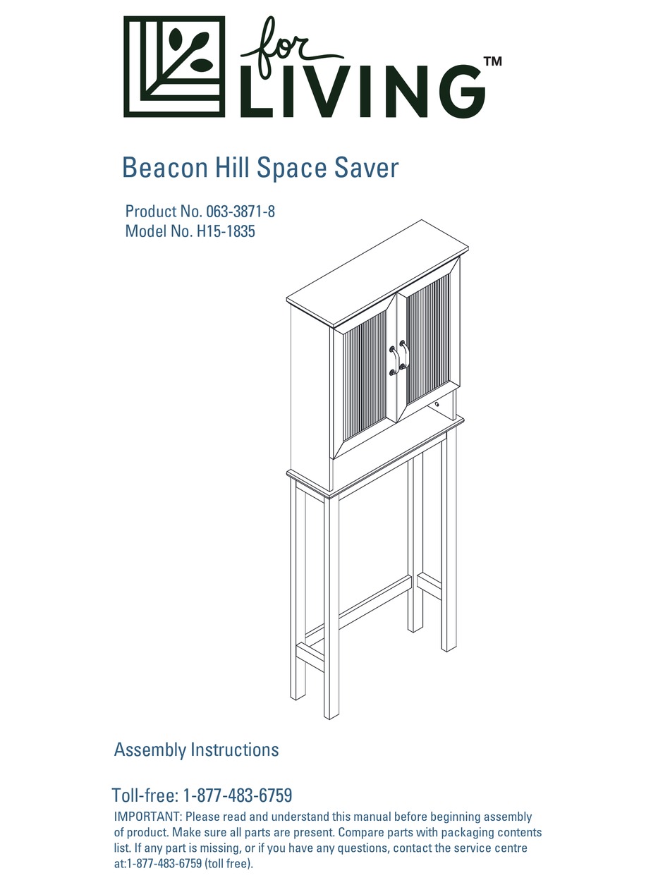 FOR LIVING BEACON HILL SPACE SAVER H151835 ASSEMBLY INSTRUCTIONS