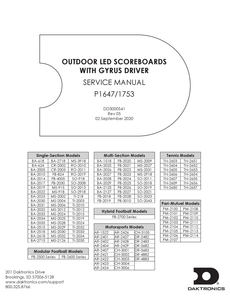 DAKTRONICS FB2500 SERIES SERVICE MANUAL Pdf Download ManualsLib