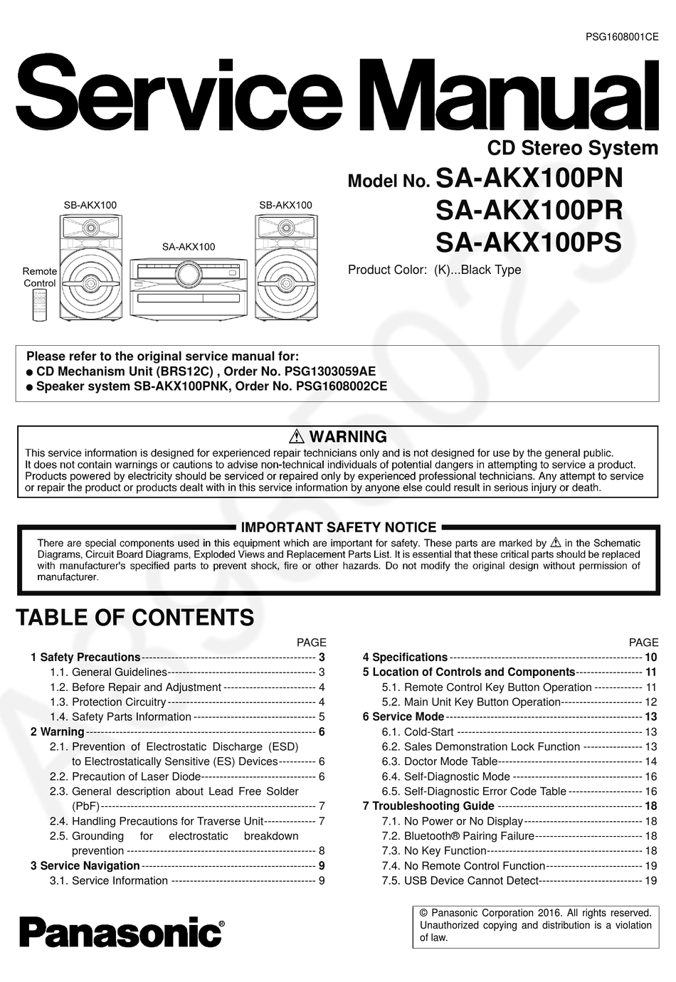 Panasonic Sa Akx100pn Service Manual Pdf Download Manualslib