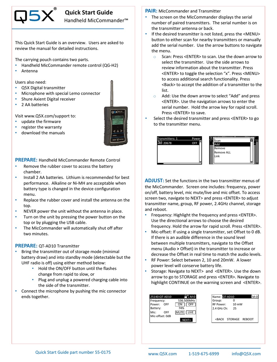 Q5X HANDHELD QUICK START MANUAL Pdf Download ManualsLib