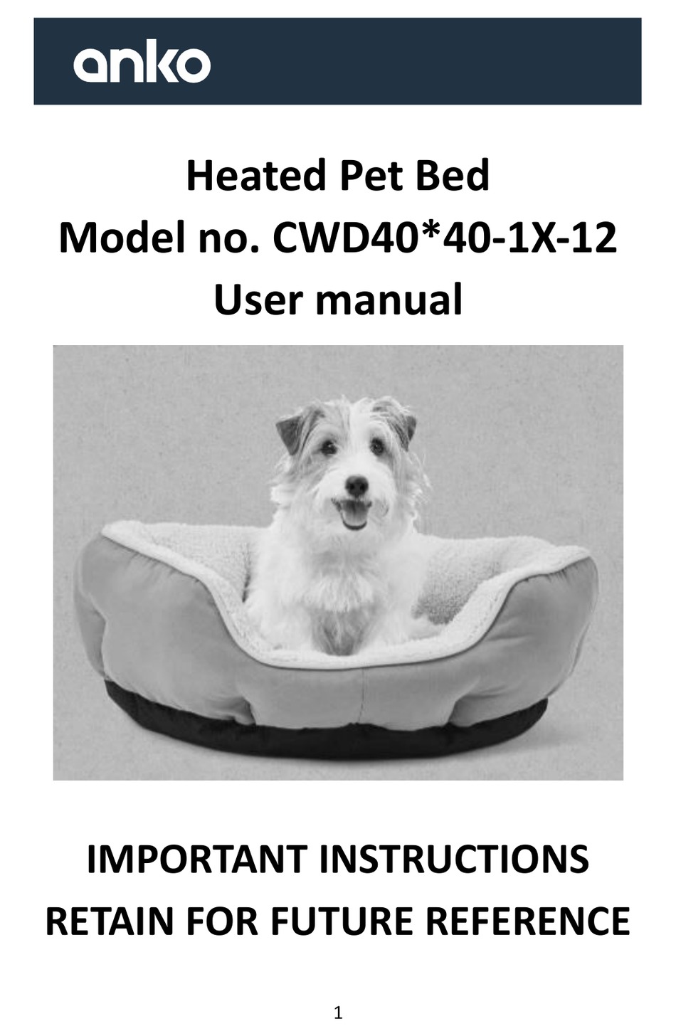 anko heated pet bed