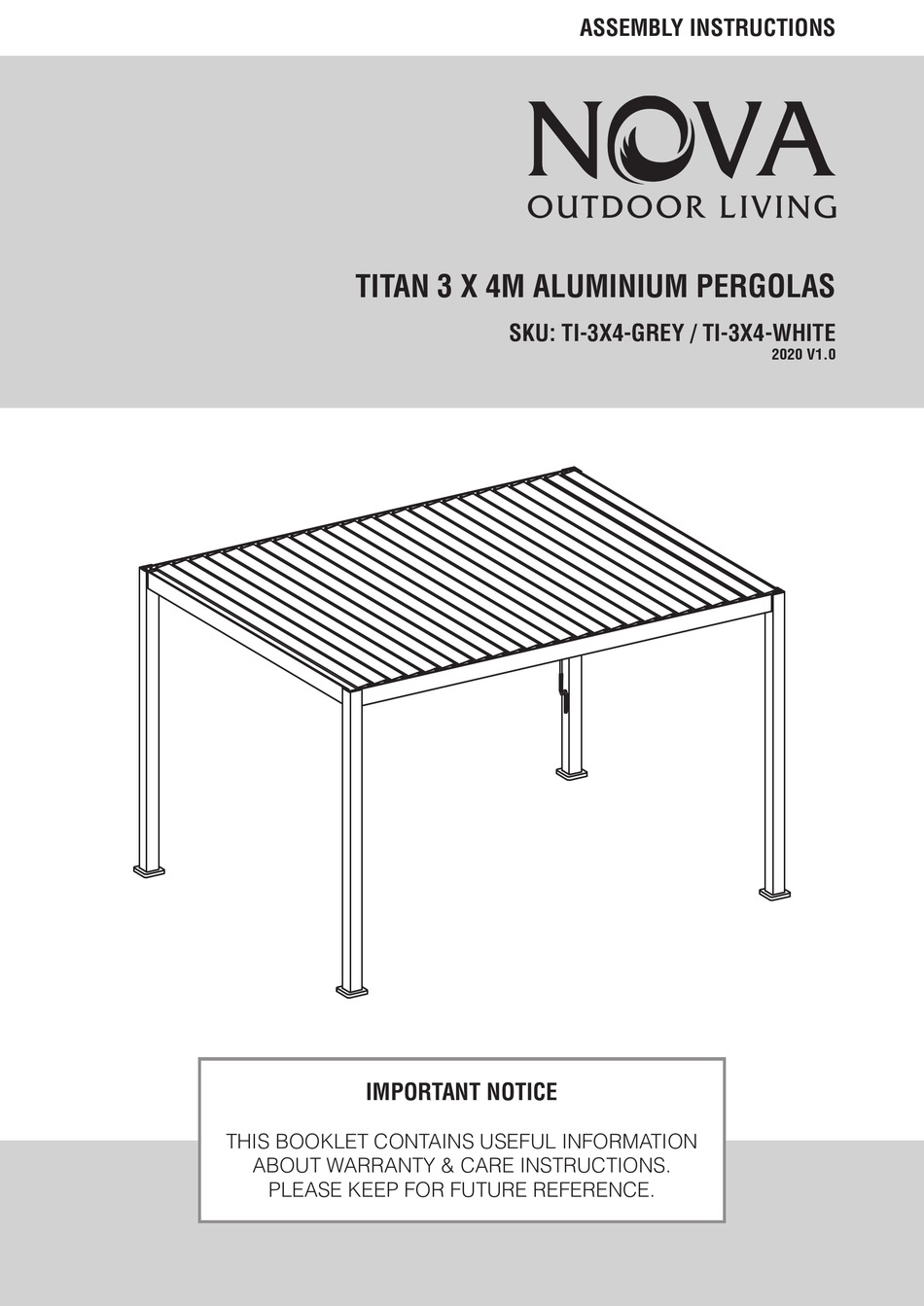 NOVA TITAN ASSEMBLY INSTRUCTIONS MANUAL Pdf Download ManualsLib