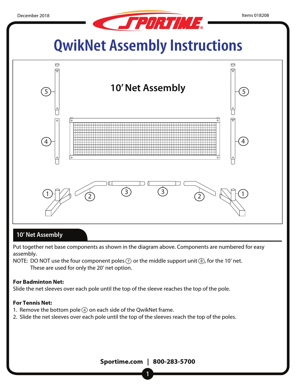 SPORTIME 10' NET ASSEMBLY INSTRUCTIONS Pdf Download ManualsLib