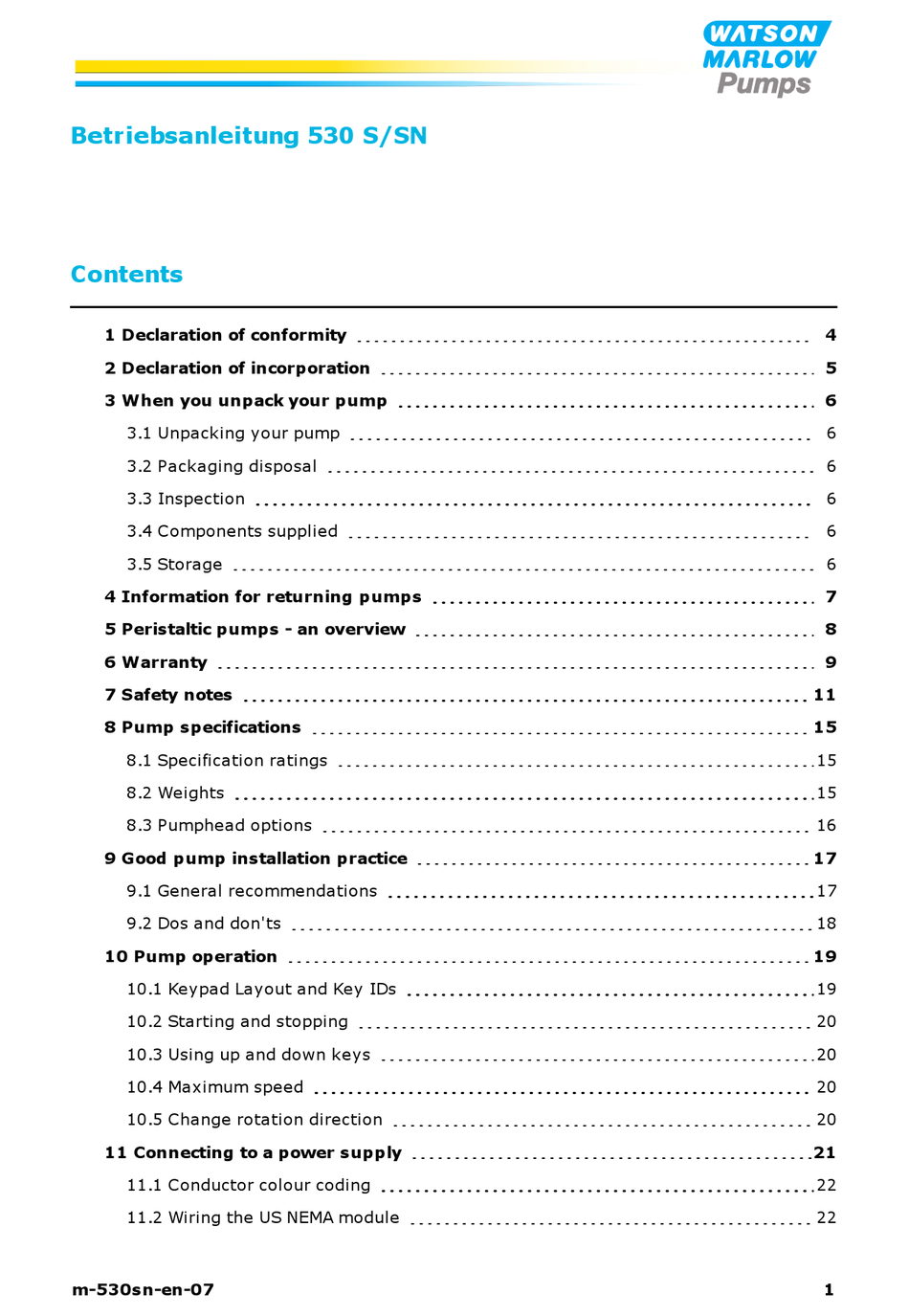 WATSON MARLOW PUMPS 530 SERIES MANUAL Pdf Download ManualsLib