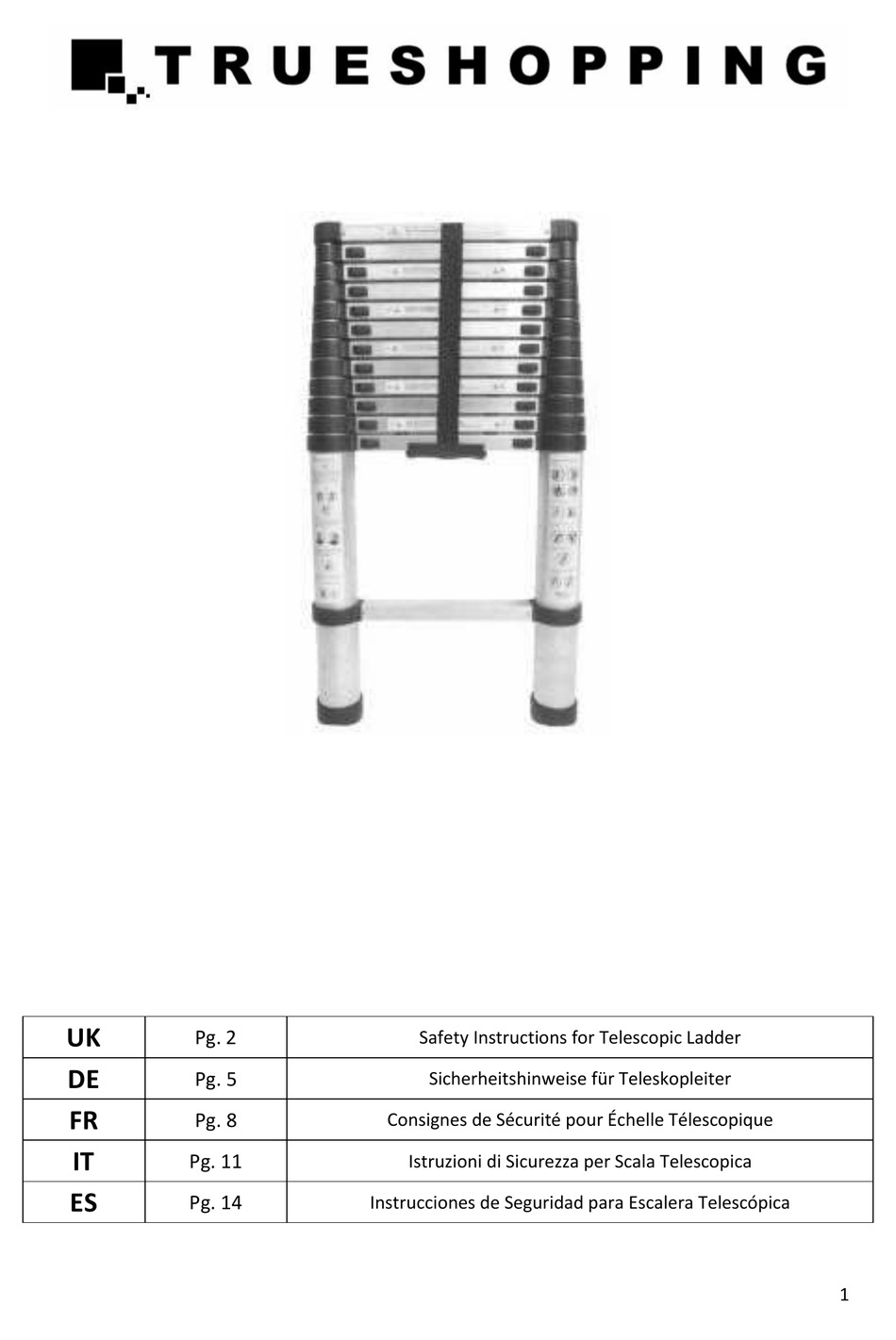 TELESCOPIC LADDER SAFETY INSTRUCTIONS Pdf Download