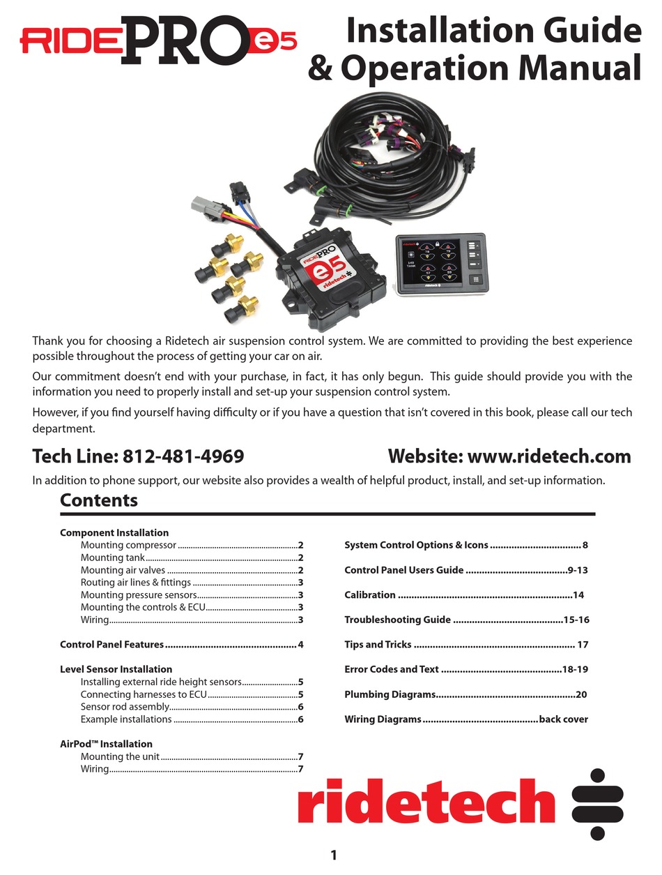 RIDETECH RIDEPROE5 INSTALLATION MANUAL & OPERATION MANUAL Pdf Download