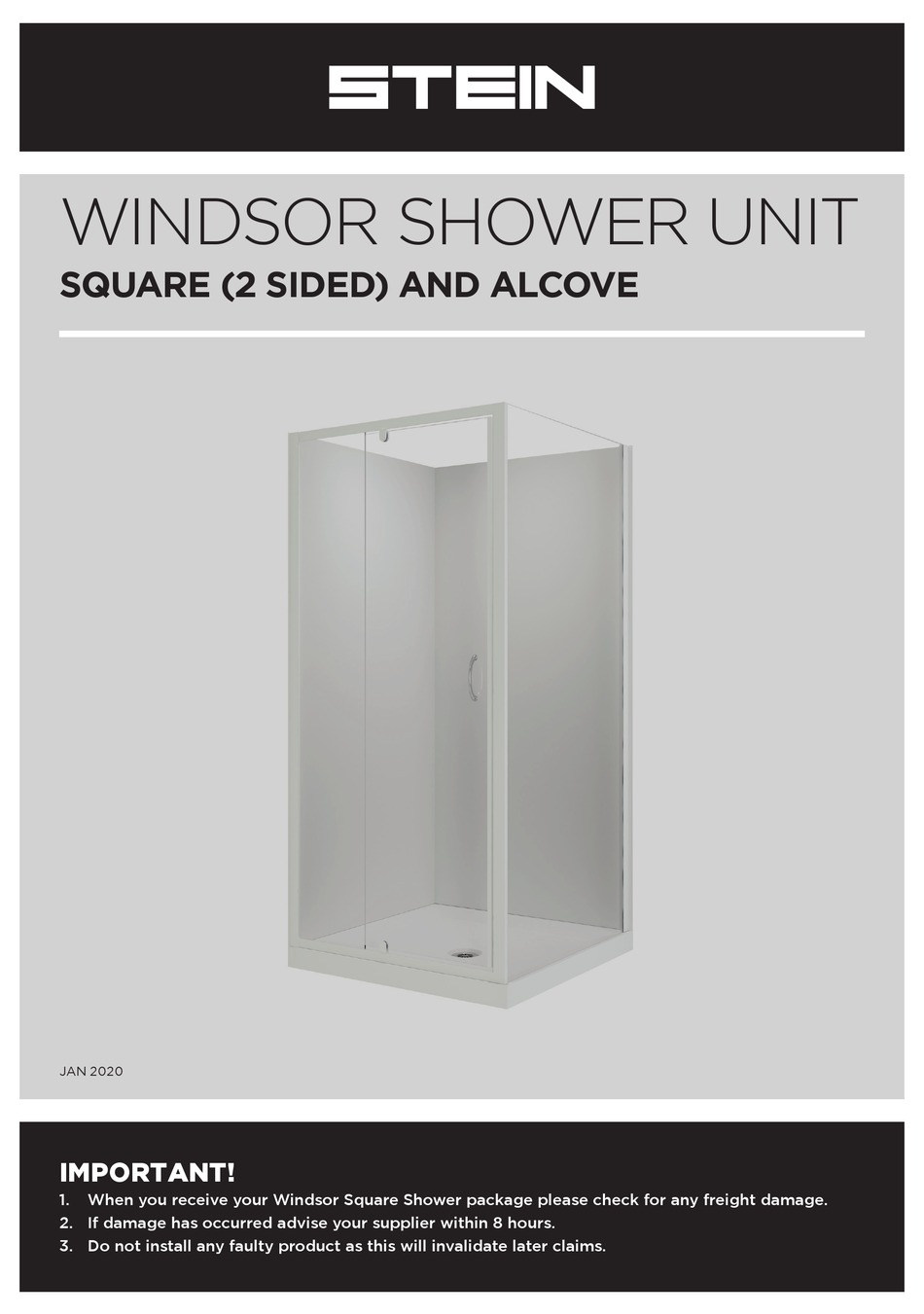 STEIN WINDSOR SHOWER UNIT SQUARE & ALCOVE ASSEMBLING INSTRUCTIONS Pdf Download ManualsLib