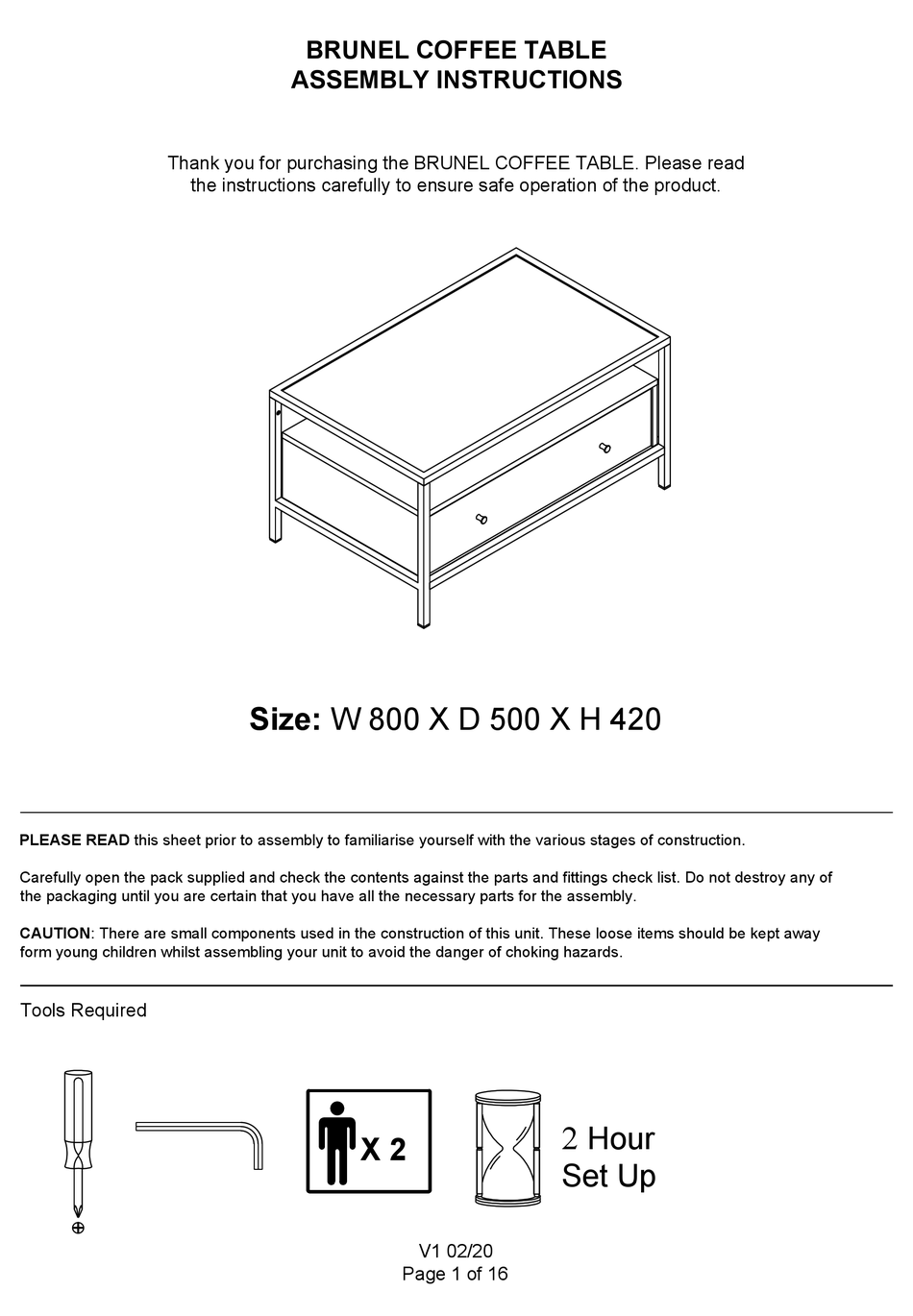 BIG FURNITURE WAREHOUSE BRUNEL ASSEMBLY INSTRUCTIONS
