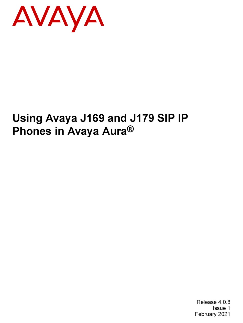 AVAYA J169 MANUAL Pdf Download ManualsLib
