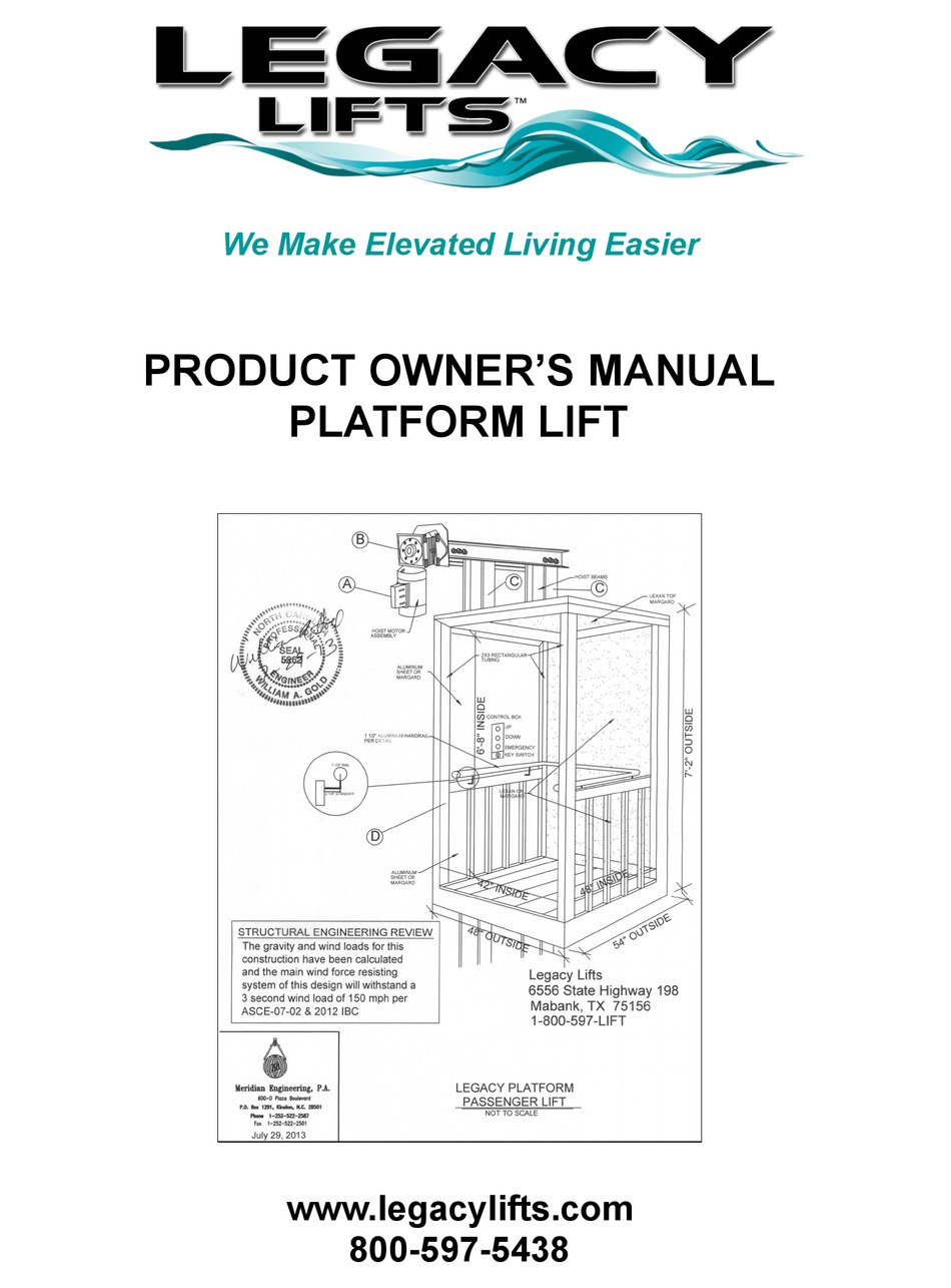 LEGACY LIFTS PASSENGER LIFT PRODUCT OWNERS MANUAL Pdf Download ManualsLib