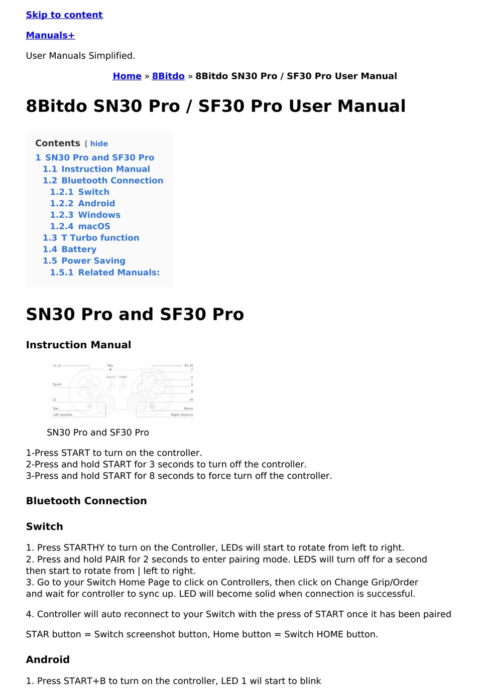 8bitdo Sn30 Pro User Manual Pdf Download Manualslib
