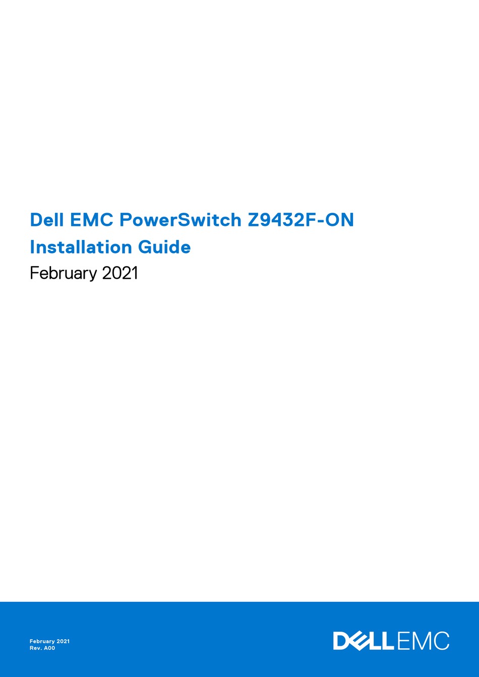 DELL EMC POWERSWITCH Z9432FON INSTALLATION MANUAL Pdf Download ManuaLib