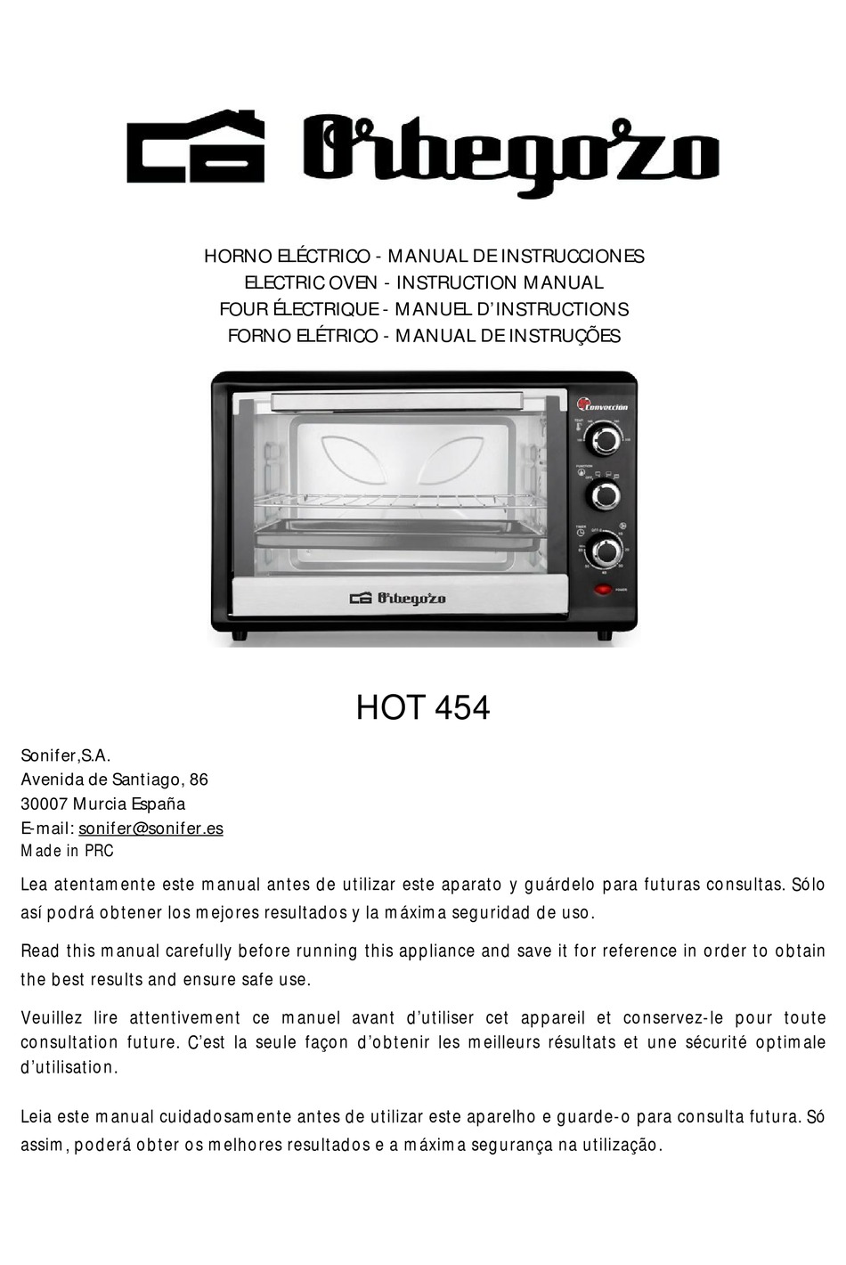 ORBEGOZO HOT 454 INSTRUCTION MANUAL Pdf Download | ManualsLib