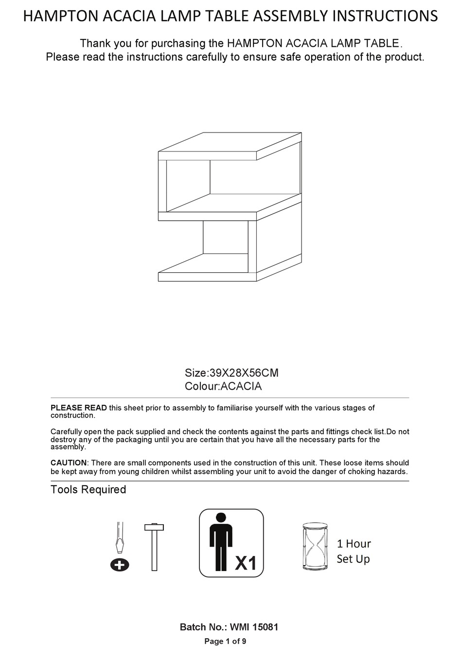 BIG FURNITURE WAREHOUSE HAMPTON ASSEMBLY INSTRUCTIONS