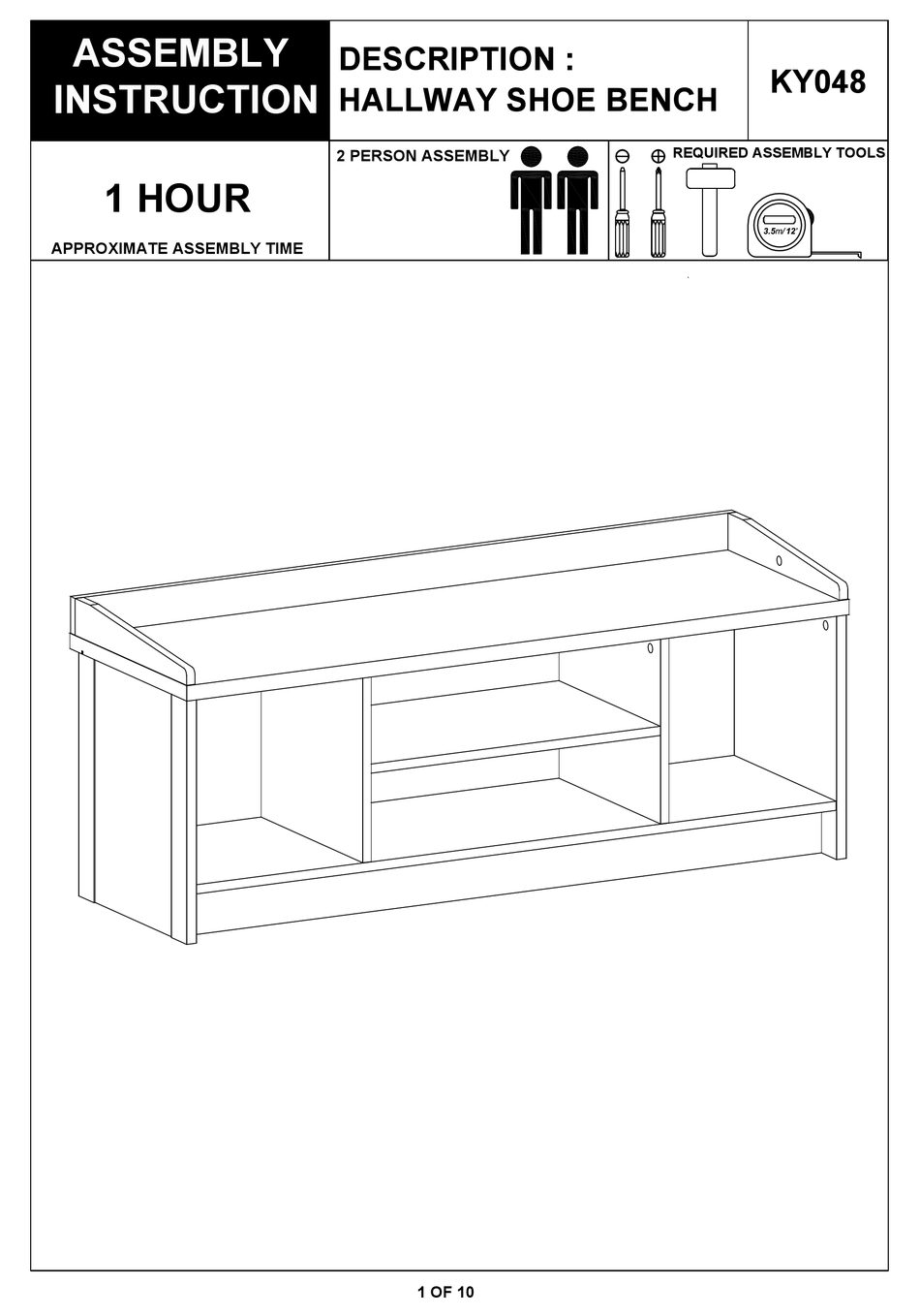 BIG FURNITURE WAREHOUSE DORSET KY048 ASSEMBLY INSTRUCTION MANUAL Pdf