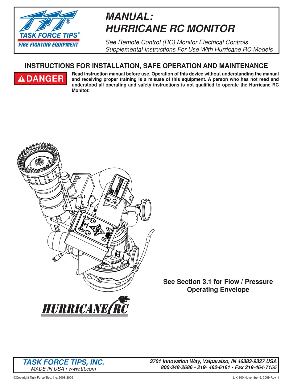 TASK FORCE TIPS HURRICANE RC INSTRUCTIONS FOR INSTALLATION, SAFE