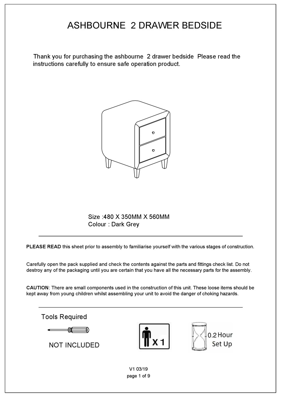 BIG FURNITURE WAREHOUSE ASHBOURNE G-ASH2DBGRY MANUAL Pdf Download