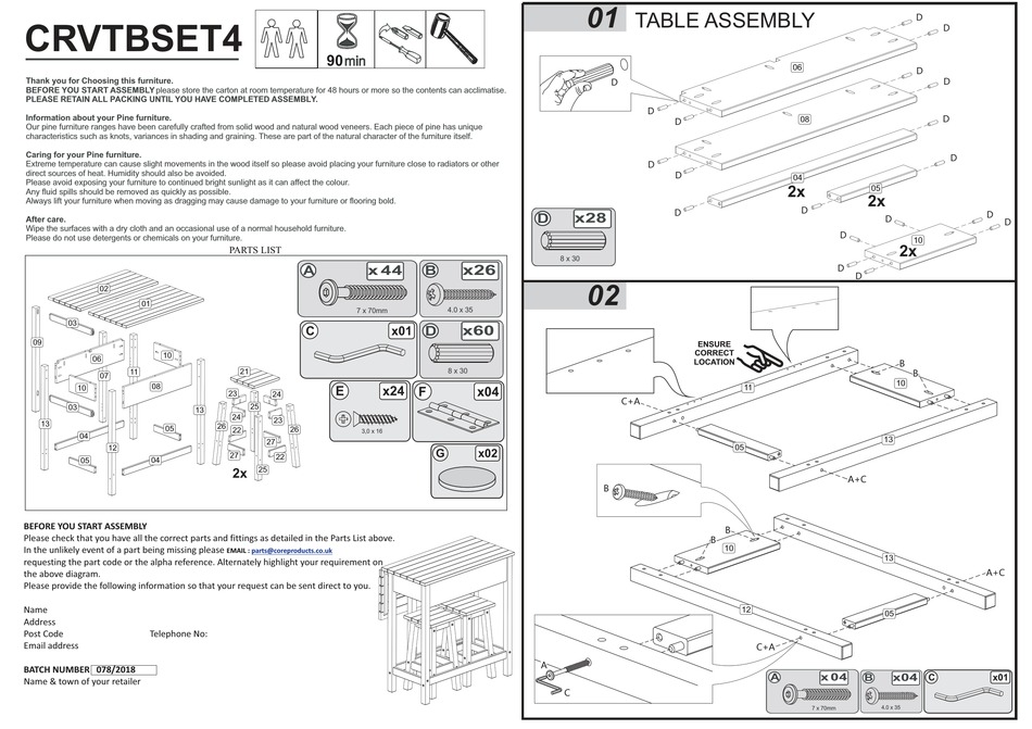 CORE PRODUCTS CRVTBSET4 ASSEMBLY INSTRUCTIONS Pdf Download ManualsLib