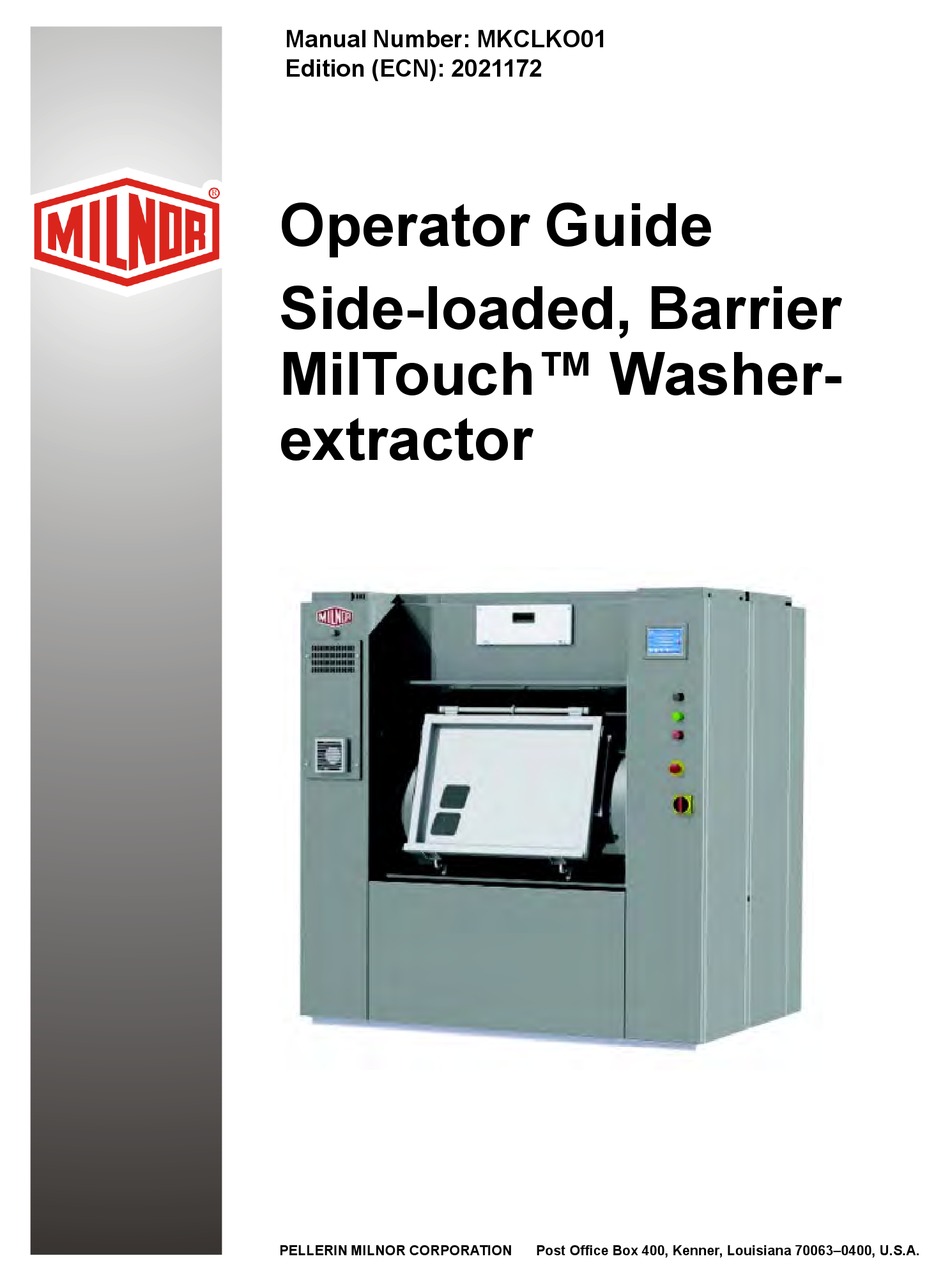 MILNOR MILTOUCH MWB26Z OPERATOR'S MANUAL Pdf Download ManualsLib