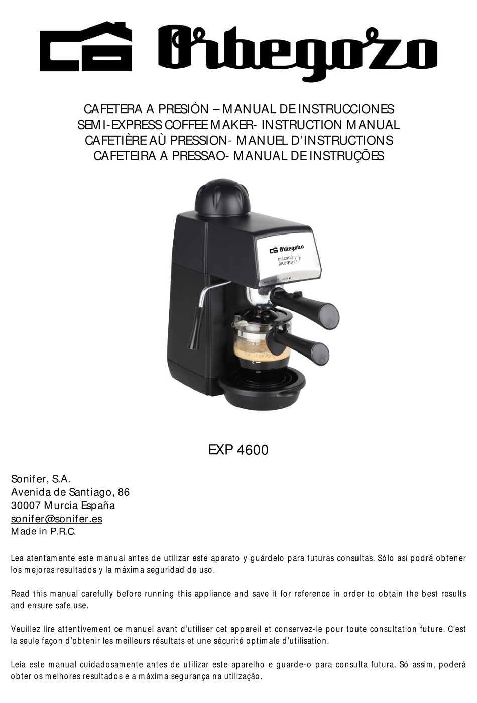 ORBEGOZO EXP 4600 INSTRUCTION MANUAL Pdf Download | ManualsLib