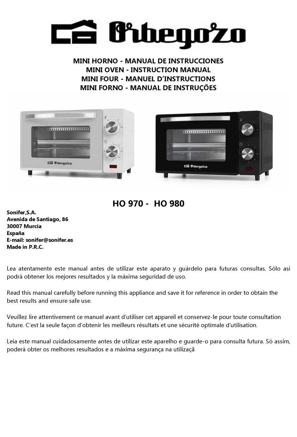 ORBEGOZO HO 970 INSTRUCTION MANUAL Pdf Download | ManualsLib