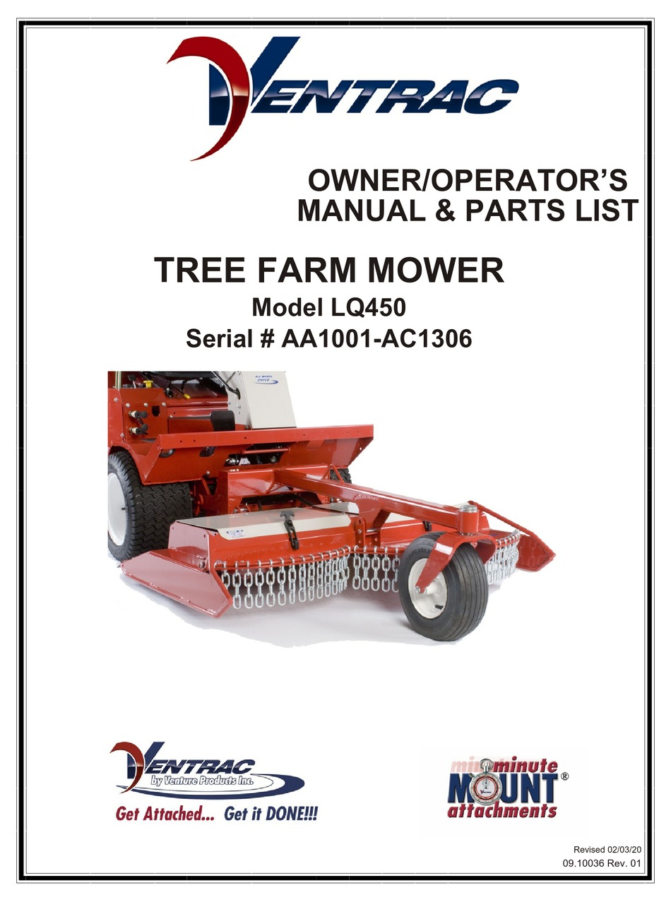 VENTRAC LQ450 OWNER/OPERATOR'S MANUAL & PARTS LIST Pdf Download