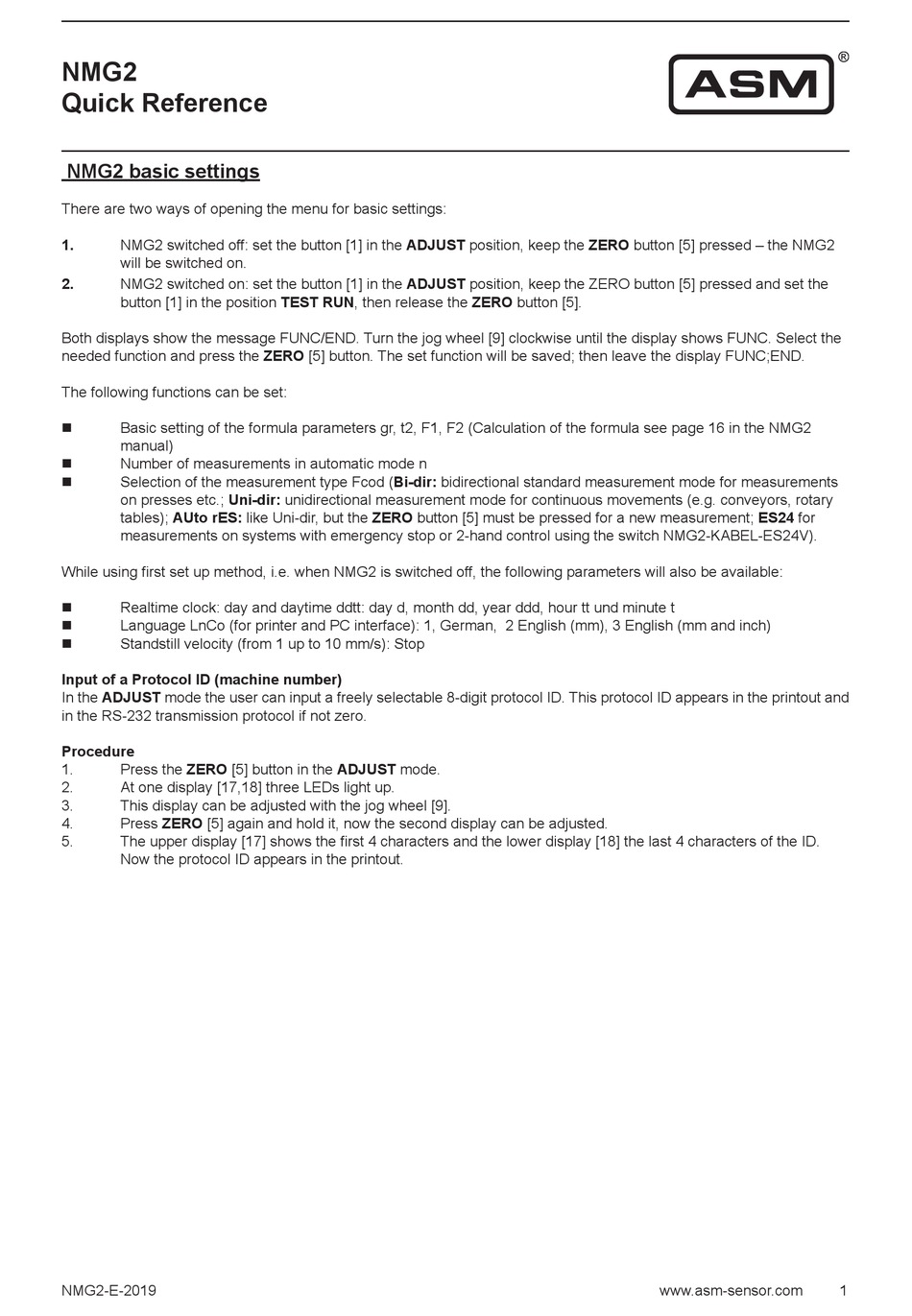ASM NMG2 QUICK REFERENCE Pdf Download ManualsLib