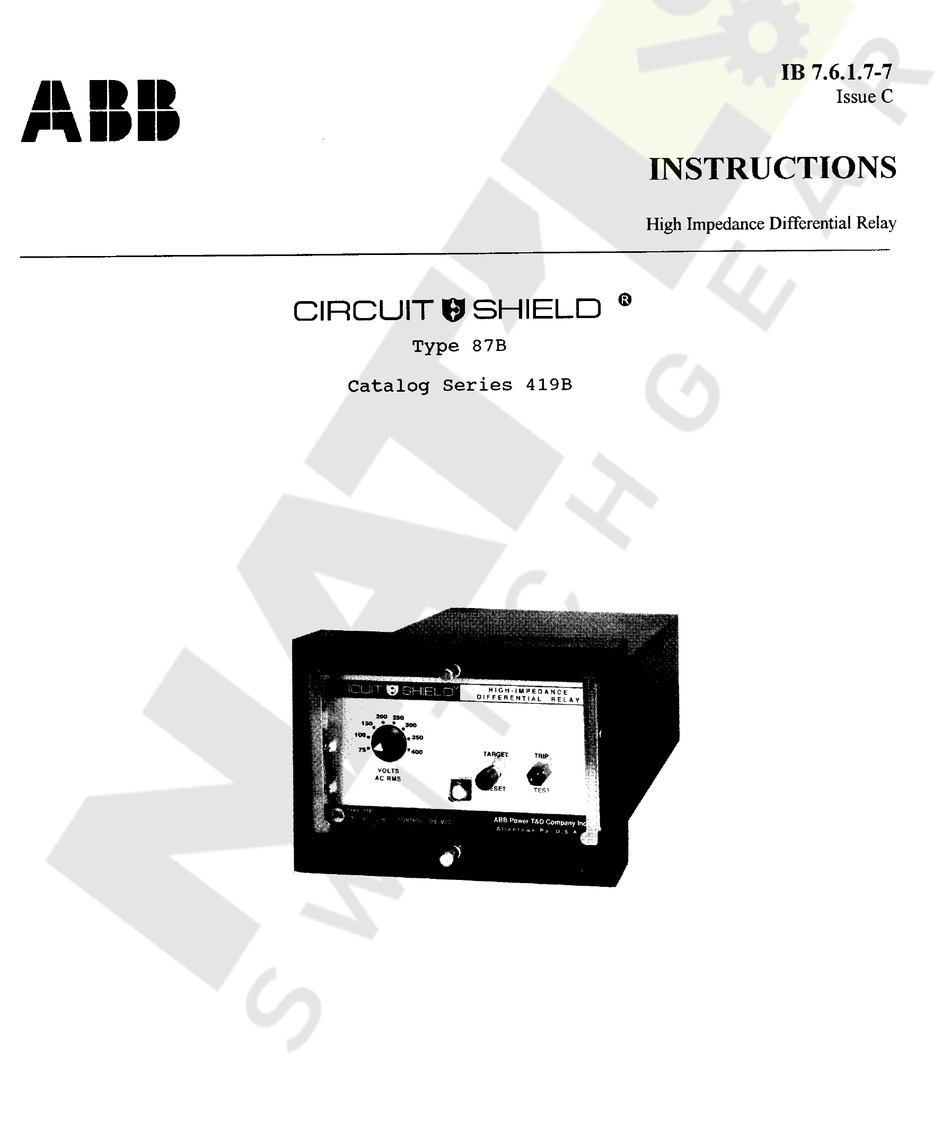 ABB CIRCUIT SHIELD 87B INSTRUCTIONS MANUAL Pdf Download ManualsLib
