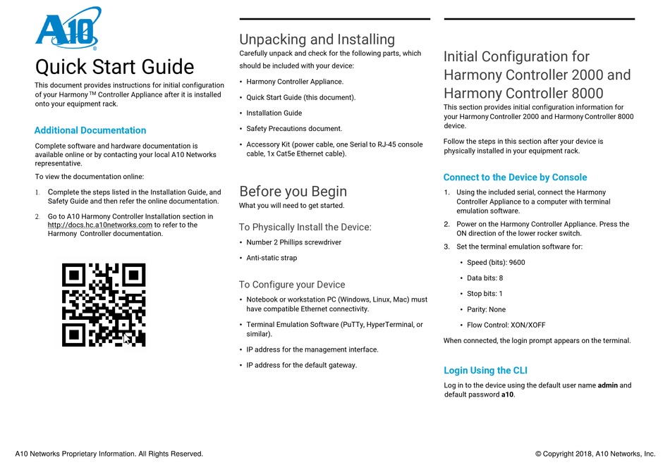 A10 HARMONY 2000 QUICK START MANUAL Pdf Download ManualsLib