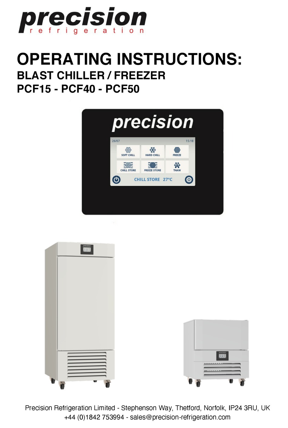 PRECISION PCF15 OPERATING INSTRUCTIONS MANUAL Pdf Download ManualsLib