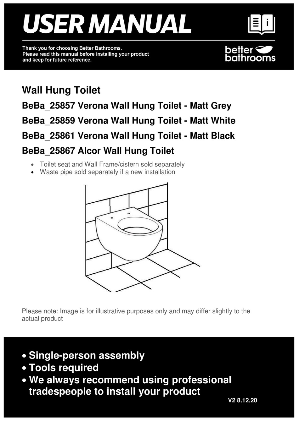 BETTER BATHROOMS BEBA_25857 VERONA USER MANUAL Pdf Download ManualsLib