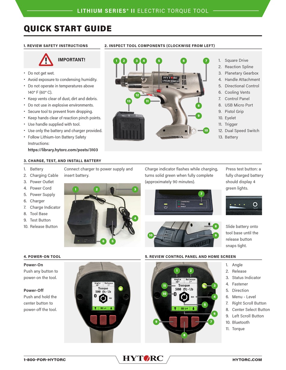 HYTORC LITHIUM II SERIES QUICK START MANUAL Pdf Download | ManualsLib