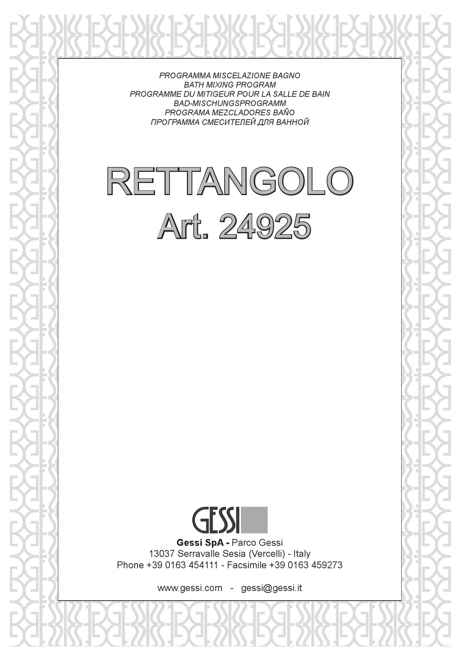 GESSI RETTANGOLO 24925 MANUAL Pdf Download | ManualsLib