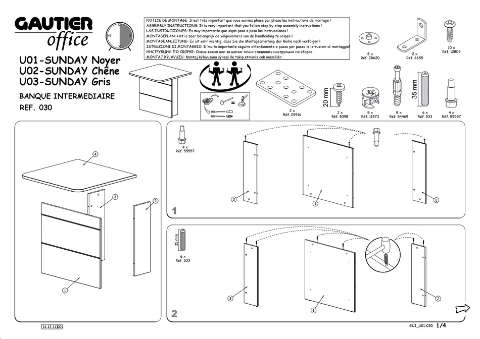 GAUTIER OFFICE U01SUNDAY ASSEMBLY INSTRUCTIONS Pdf Download ManualsLib