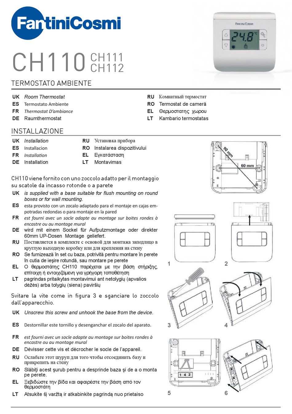 FANTINI COSMI CH110 INSTALLATION MANUAL Pdf Download | ManualsLib