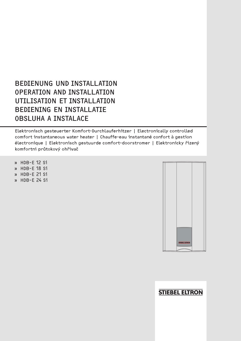 STIEBEL ELTRON HDB-E 12 SI OPERATION AND INSTALLATION Pdf Download ...