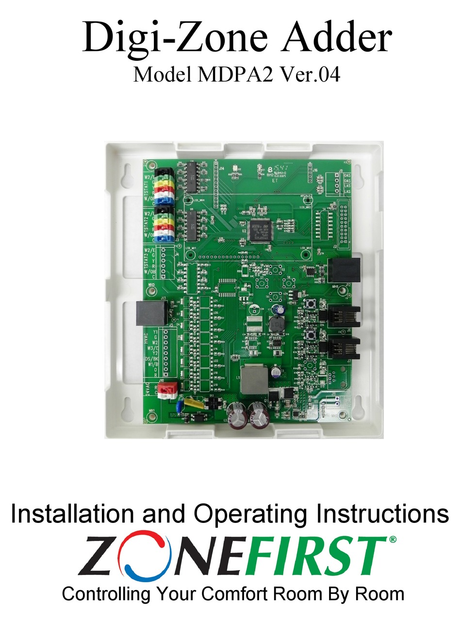 ZONEFIRST MDPA2 INSTALLATION AND OPERATING INSTRUCTIONS Pdf Download