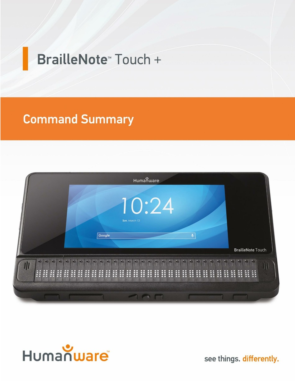 HUMANWARE BRAILLENOTE TOUCH+ COMMAND SUMMARY Pdf Download | ManualsLib