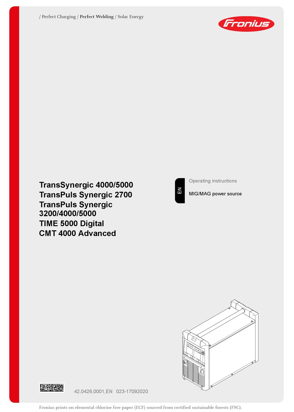 FRONIUS TRANSSYNERGIC 4000 OPERATING INSTRUCTIONS MANUAL Pdf Download